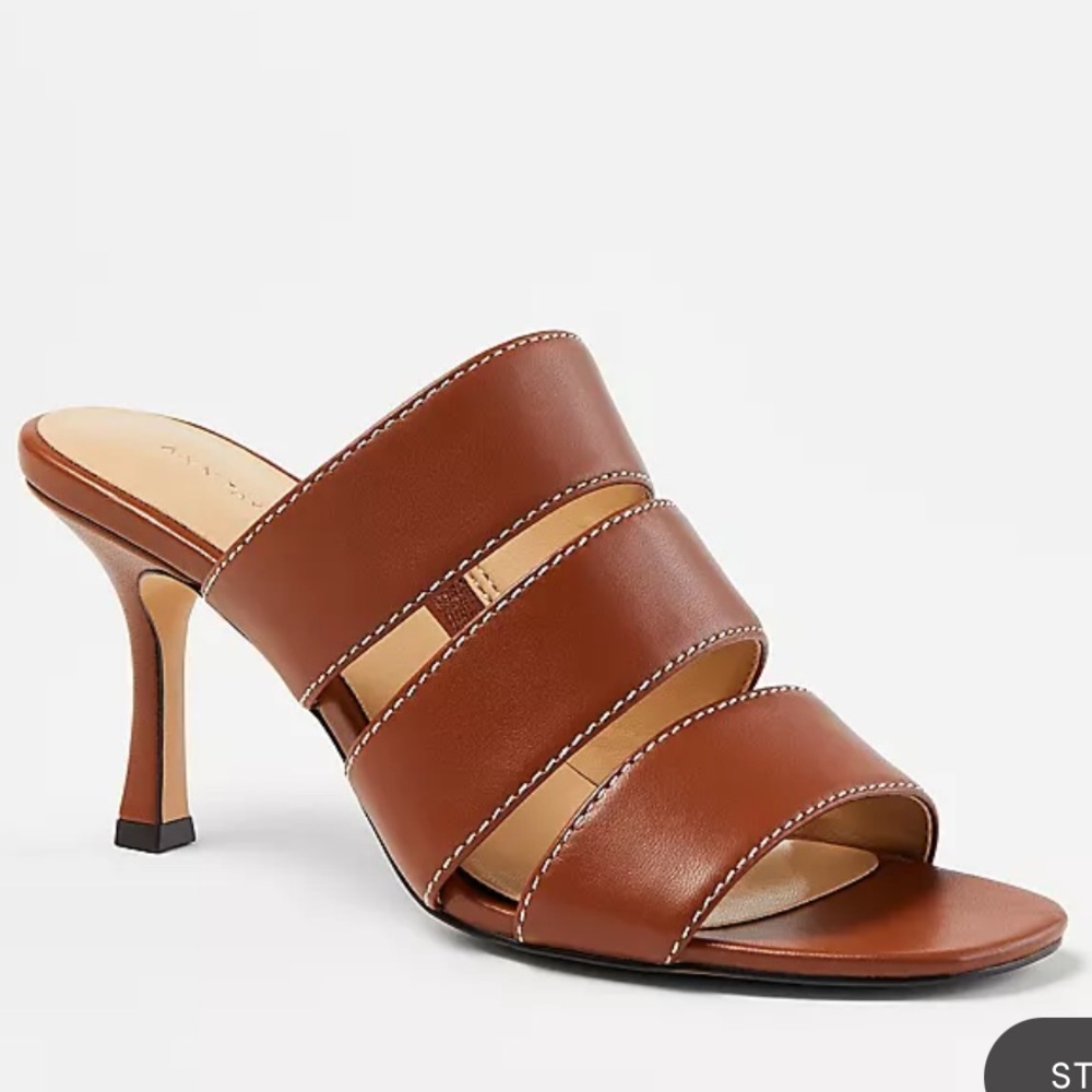 NWT Ann Taylor Three Strap Leather Sandals